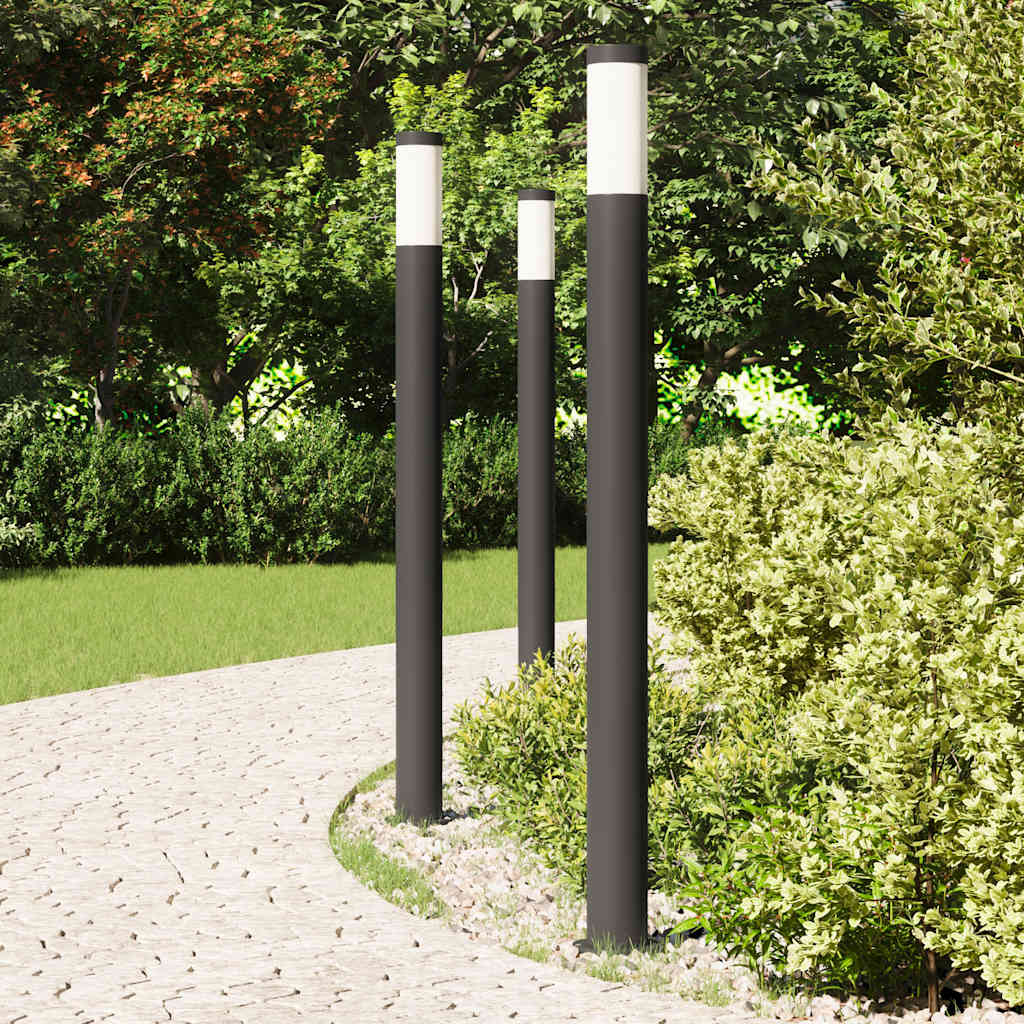 Luminárias de balizador, 3 peças, 110 cm, aço inoxidável, IP44