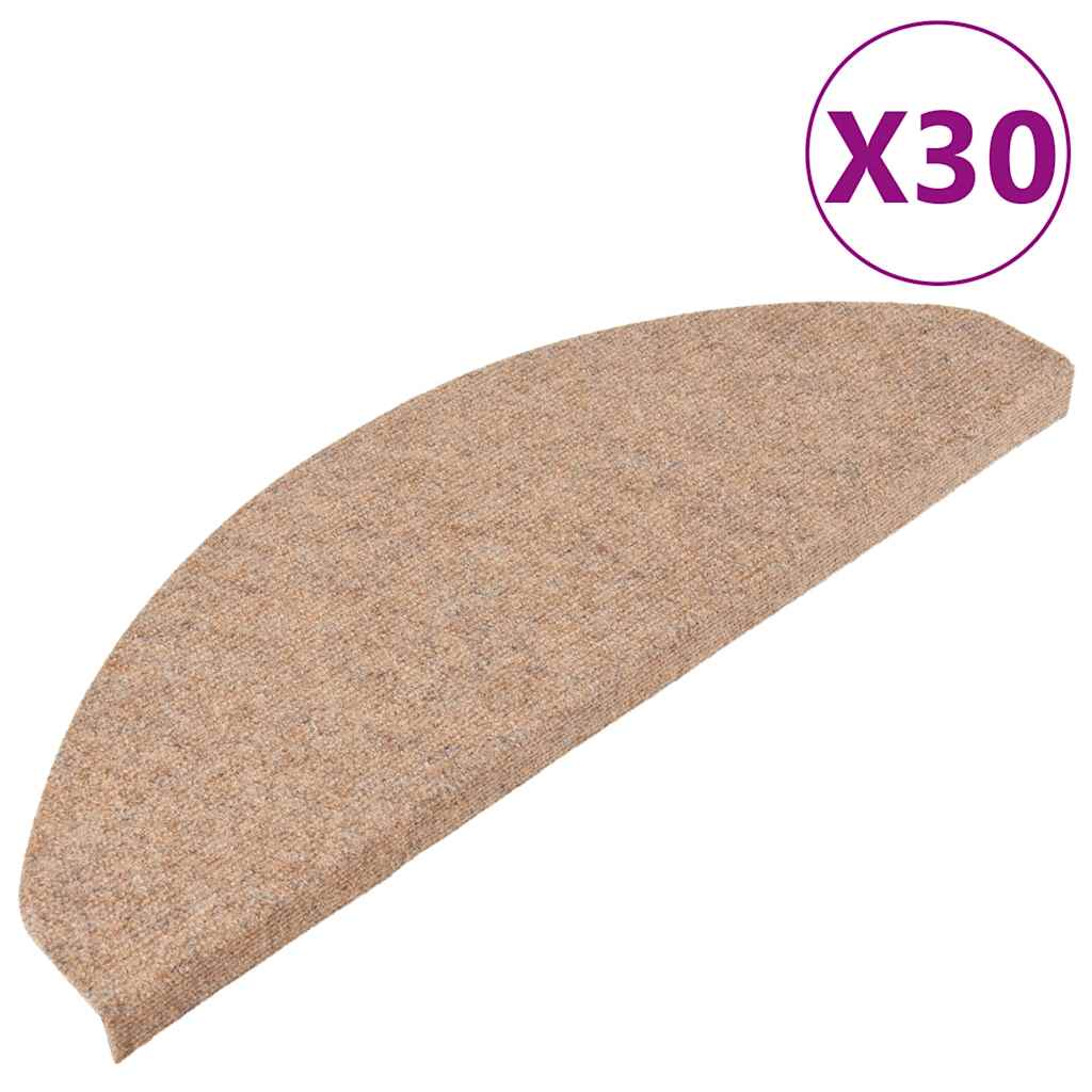 Tapetes de escada adesivos 30 pcs 65x22,5x3,5 cm bege