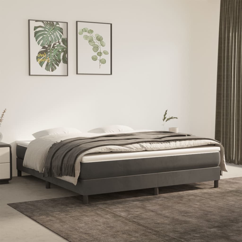 Estrutura de cama com molas 180x200 cm veludo cinzento-escuro