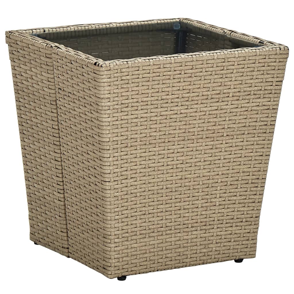 3 Pcs conjunto de bistrô com almofadões vime PE/vidro bege