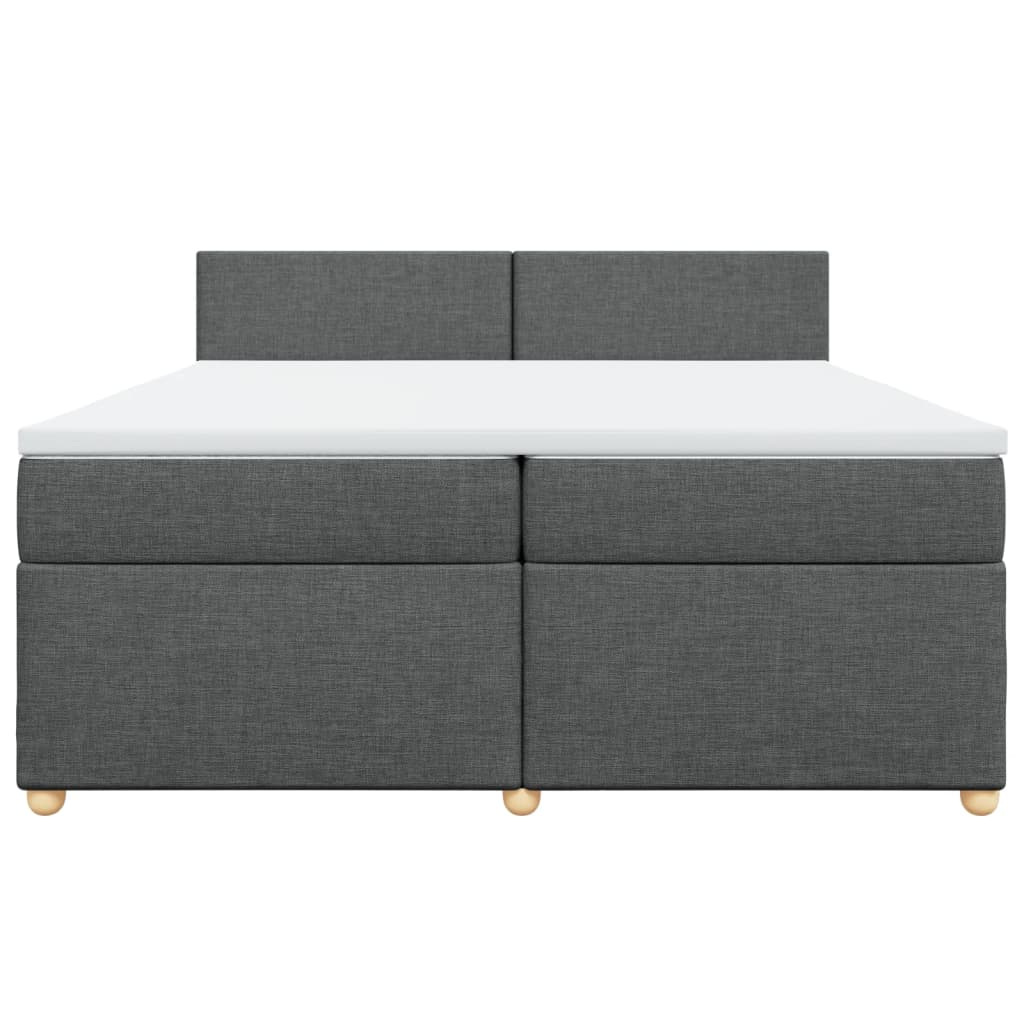 Cama com molas/colchão 200x200 cm tecido cinzento-escuro