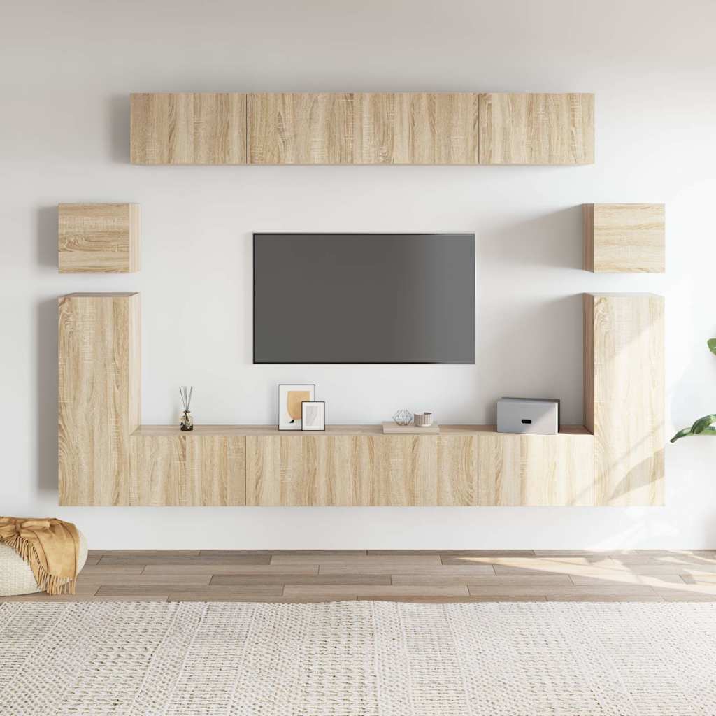 Conjunto móveis de TV 8 pcs madeira processada carvalho sonoma
