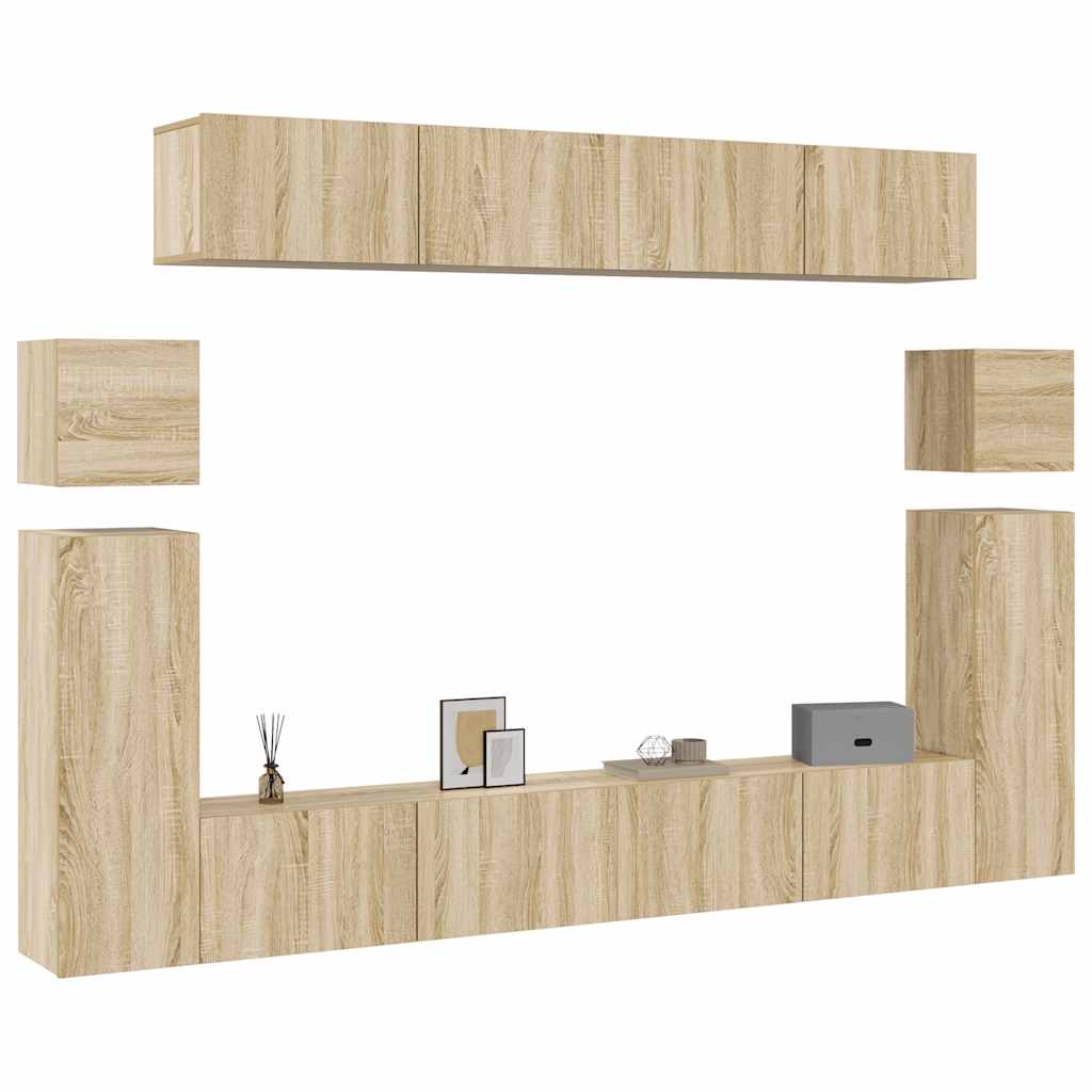 Conjunto móveis de TV 8 pcs madeira processada carvalho sonoma