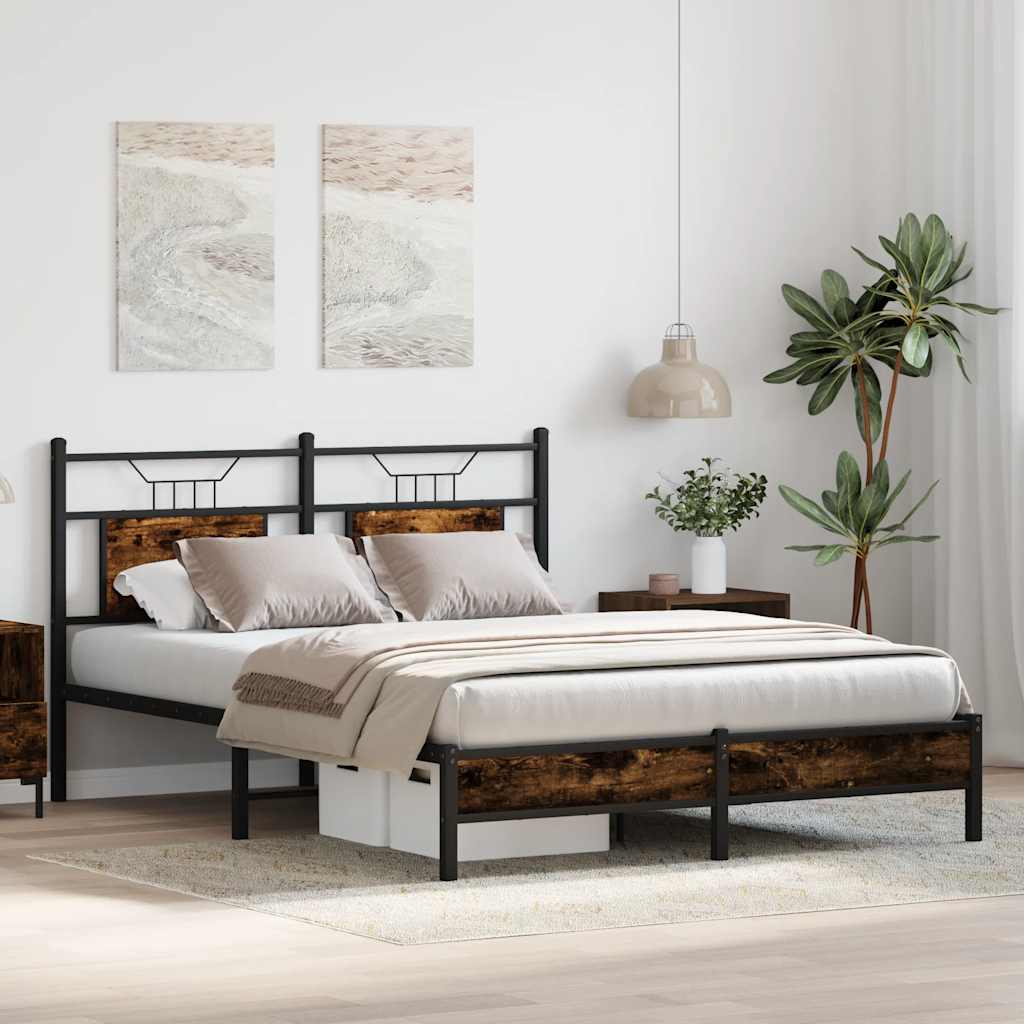 Estrutura cama s/ colchão derivados de madeira carvalho fumado