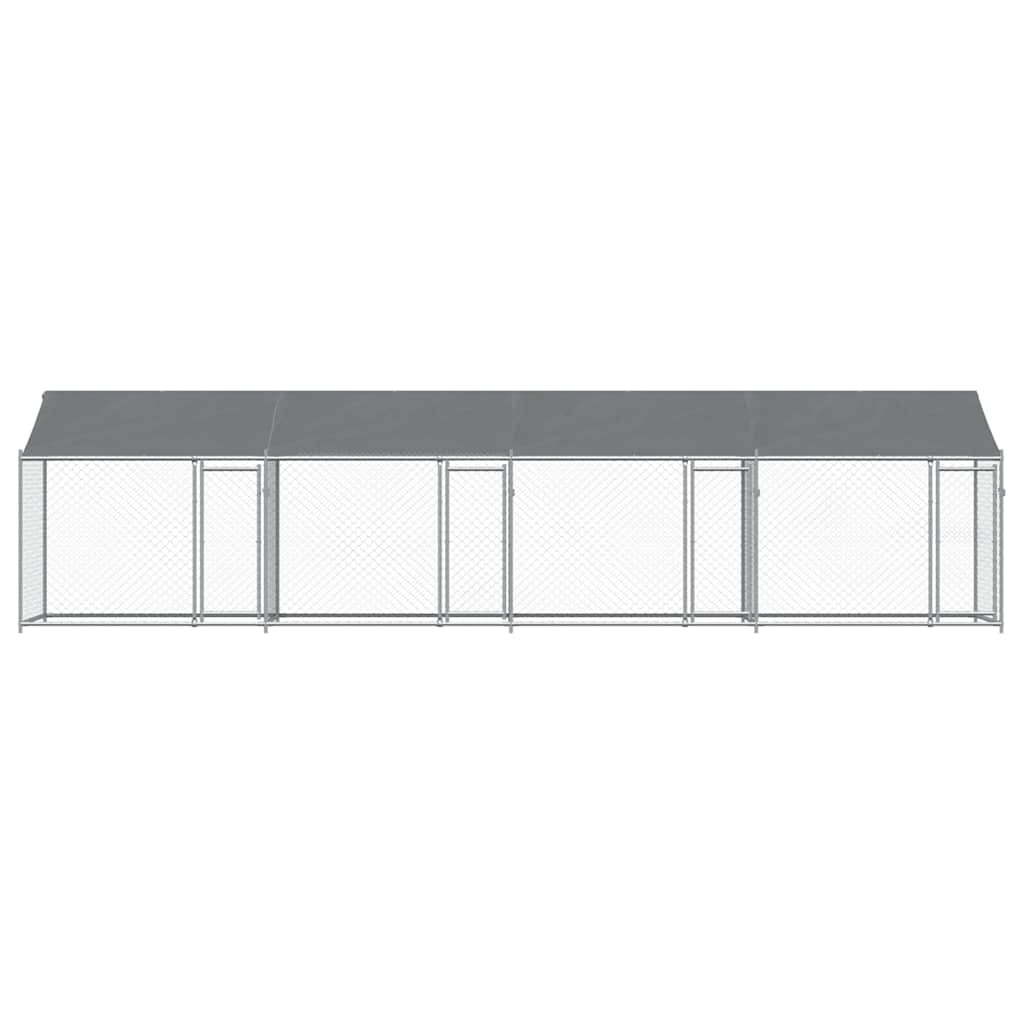 Jaula para cão com telhado/portas 8x2x2 m aço galvanizado cinza
