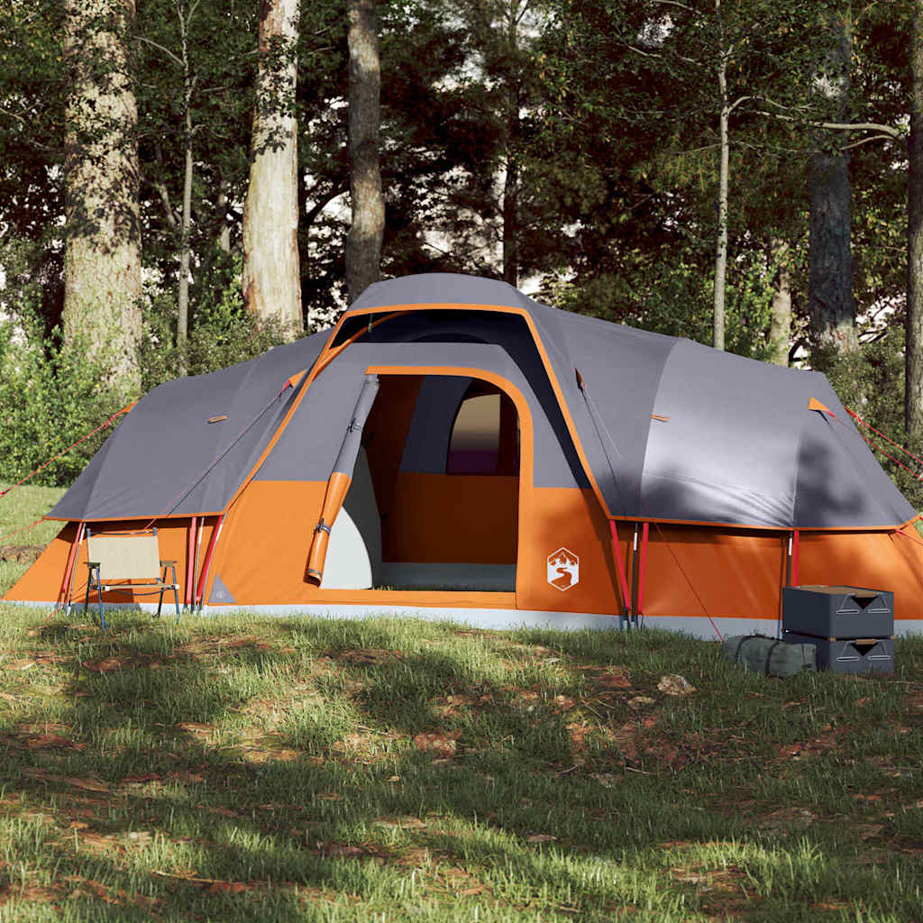 Tenda familiar cúpula para 11 pessoas impermeável cinza/laranja