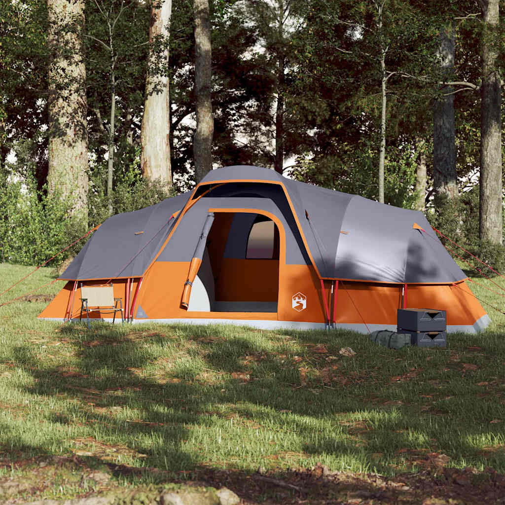 Tenda familiar cúpula para 11 pessoas impermeável cinza/laranja