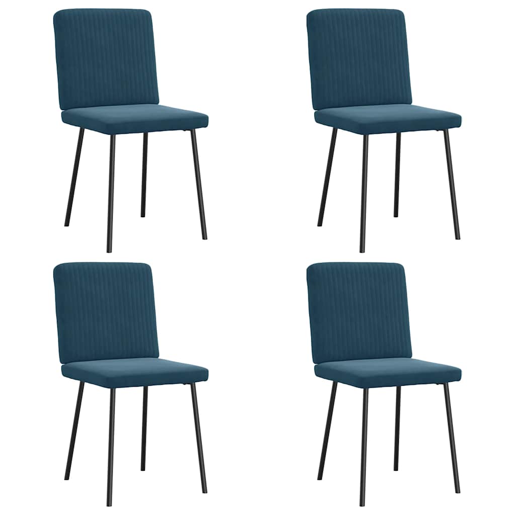 Cadeiras de jantar 4 pcs veludo azul
