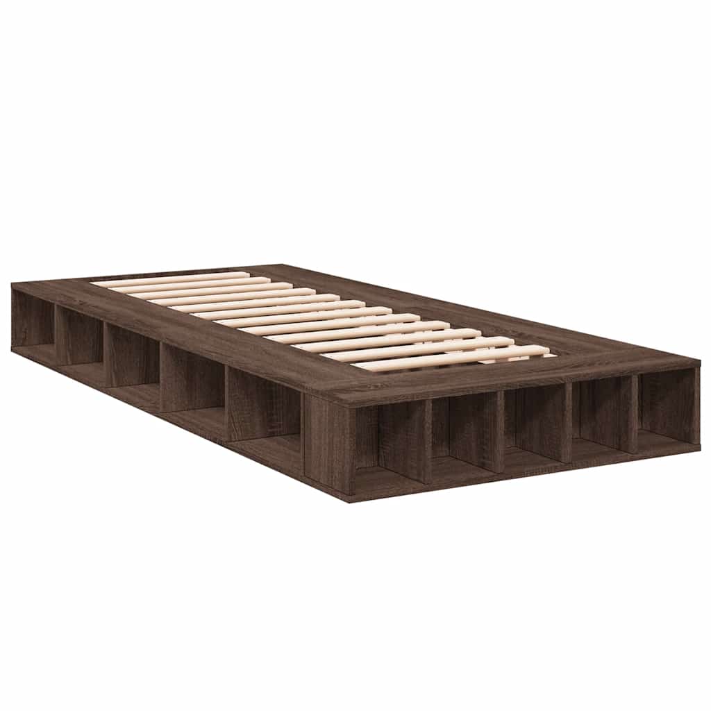 Estrutura de cama 90x190 cm derivados madeira carvalho castanho