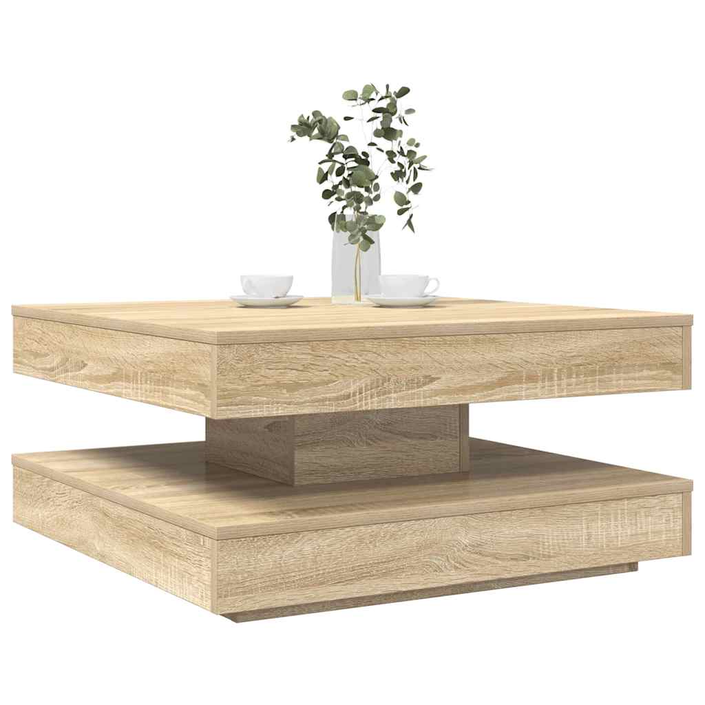 Mesa de centro rotativa a 360graus 70x70x34,5cm carvalho sonoma