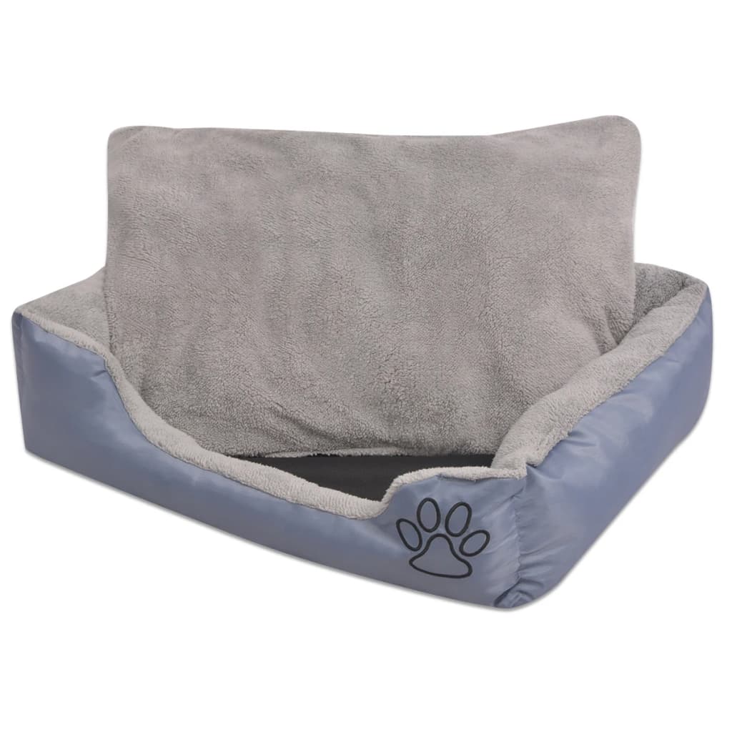 Cama para cães com almofada acolchoada tamanho m cinzento