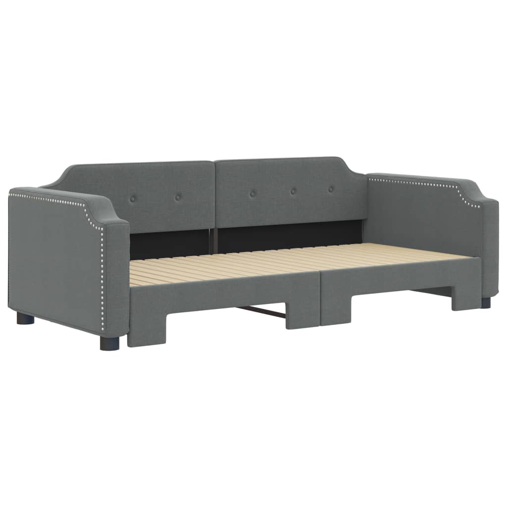 Sofá-cama com gavetão 90x200 cm tecido cinzento-escuro