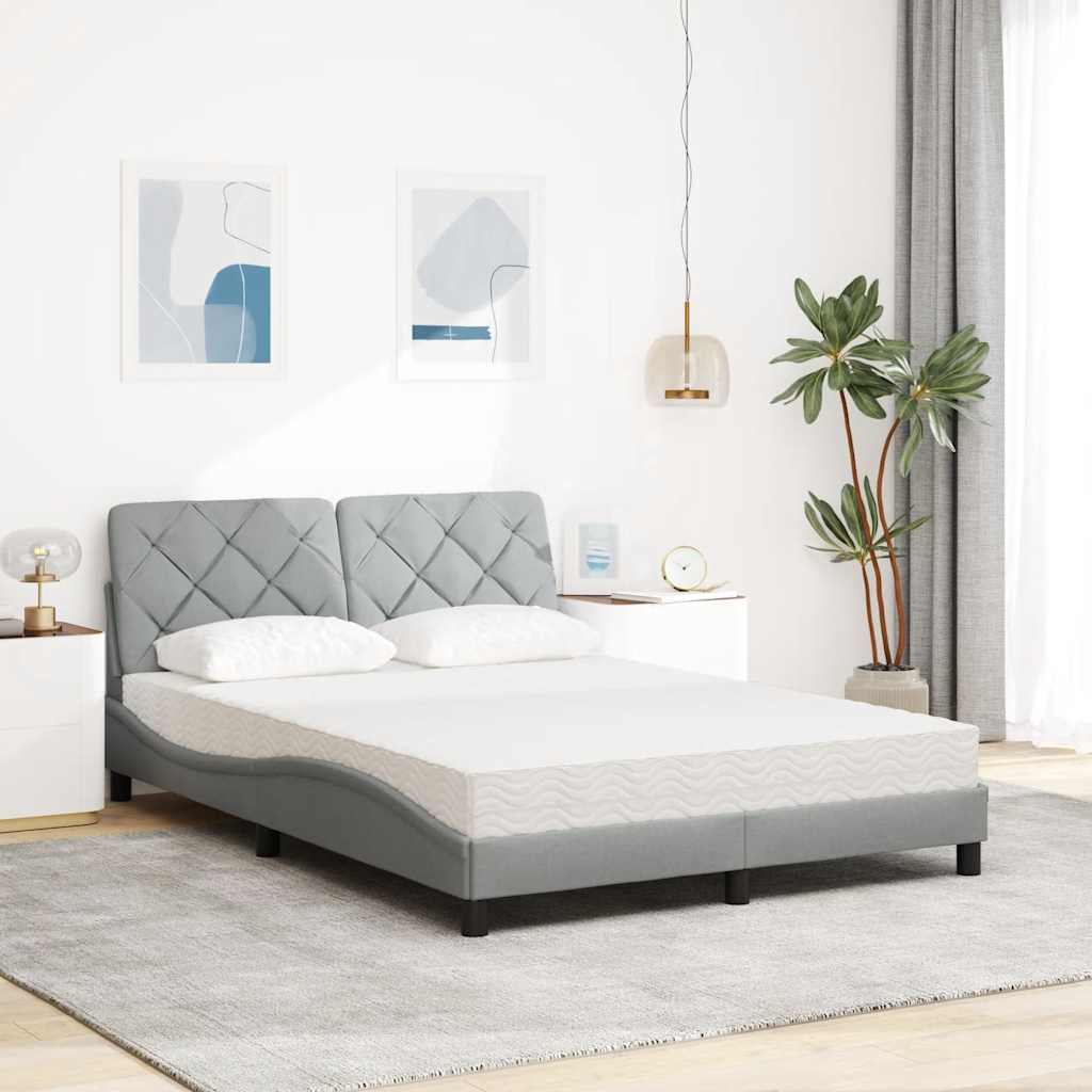 Cama com colchão 120x200 cm tecido cinza-claro