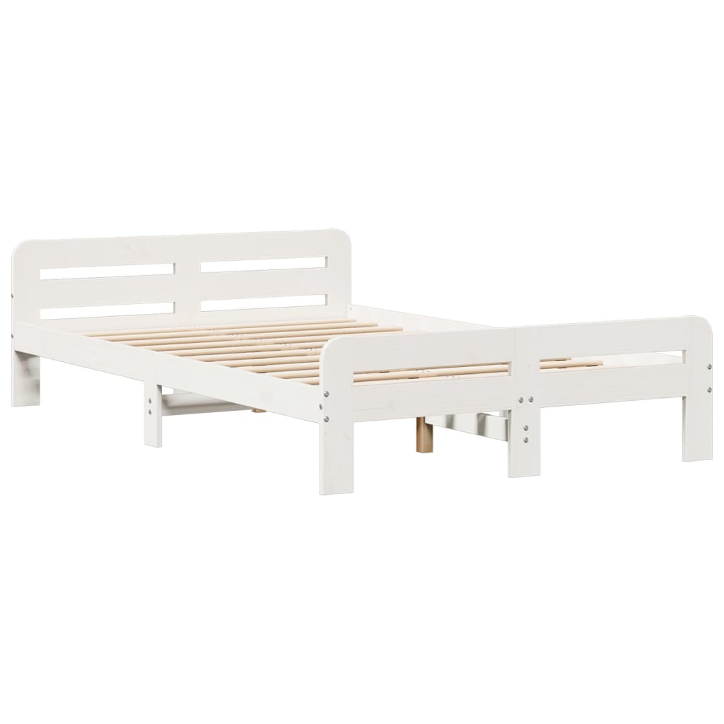 Cama sem colchão 135x190 cm madeira de pinho maciça branco