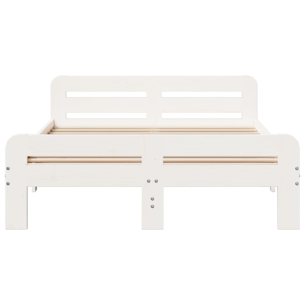 Cama sem colchão 135x190 cm madeira de pinho maciça branco