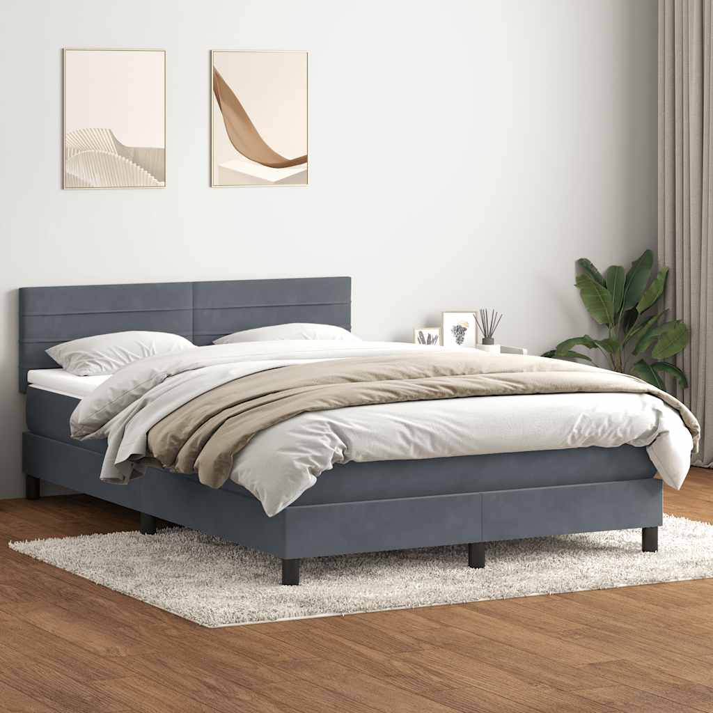Cama com molas/colchão 160x210 cm veludo cinzento-escuro