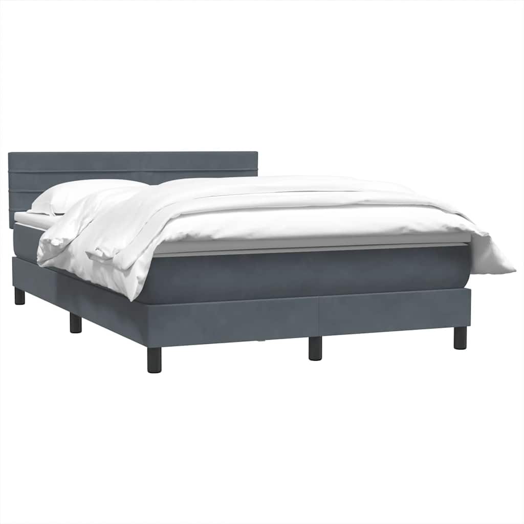 Cama com molas/colchão 160x210 cm veludo cinzento-escuro