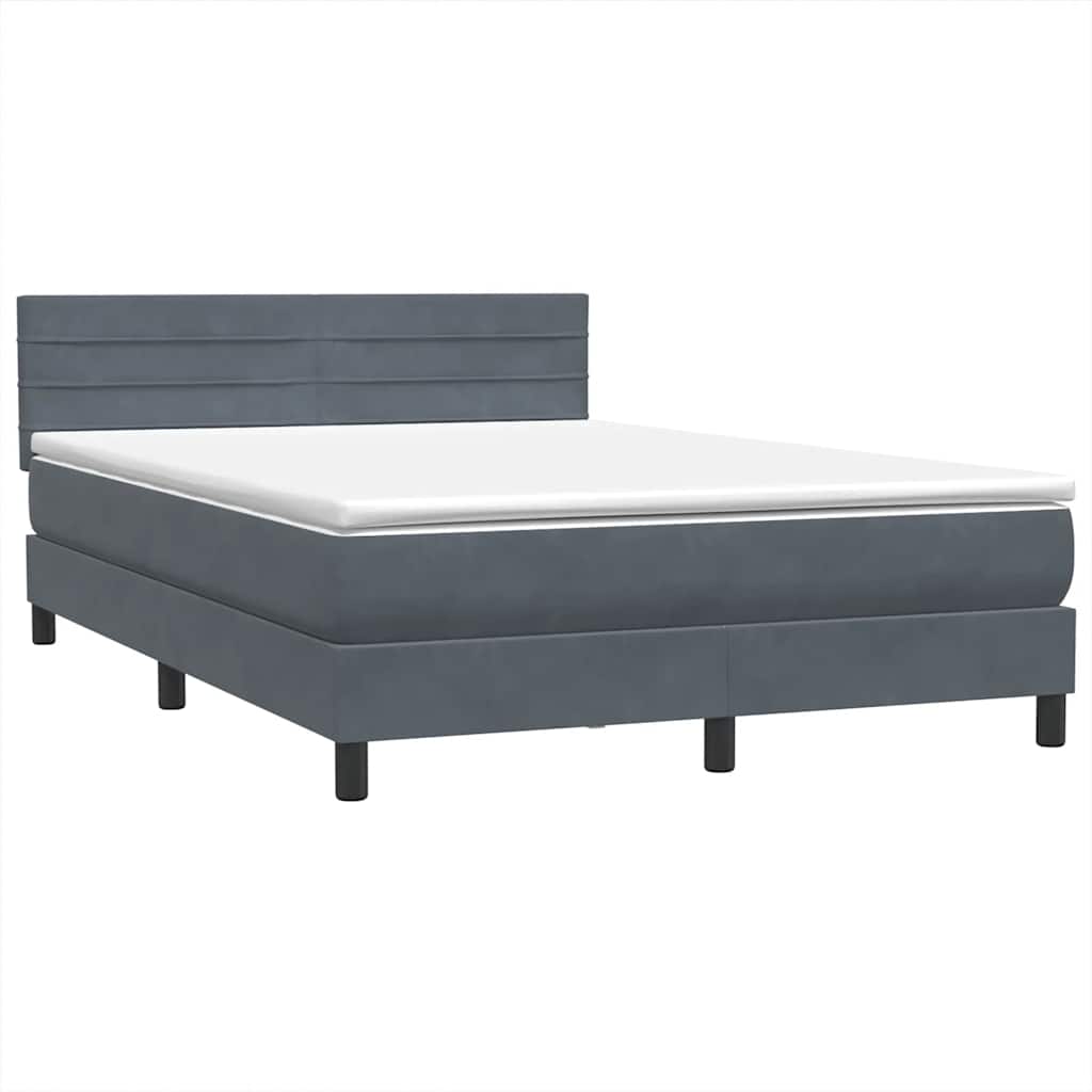 Cama com molas/colchão 160x210 cm veludo cinzento-escuro