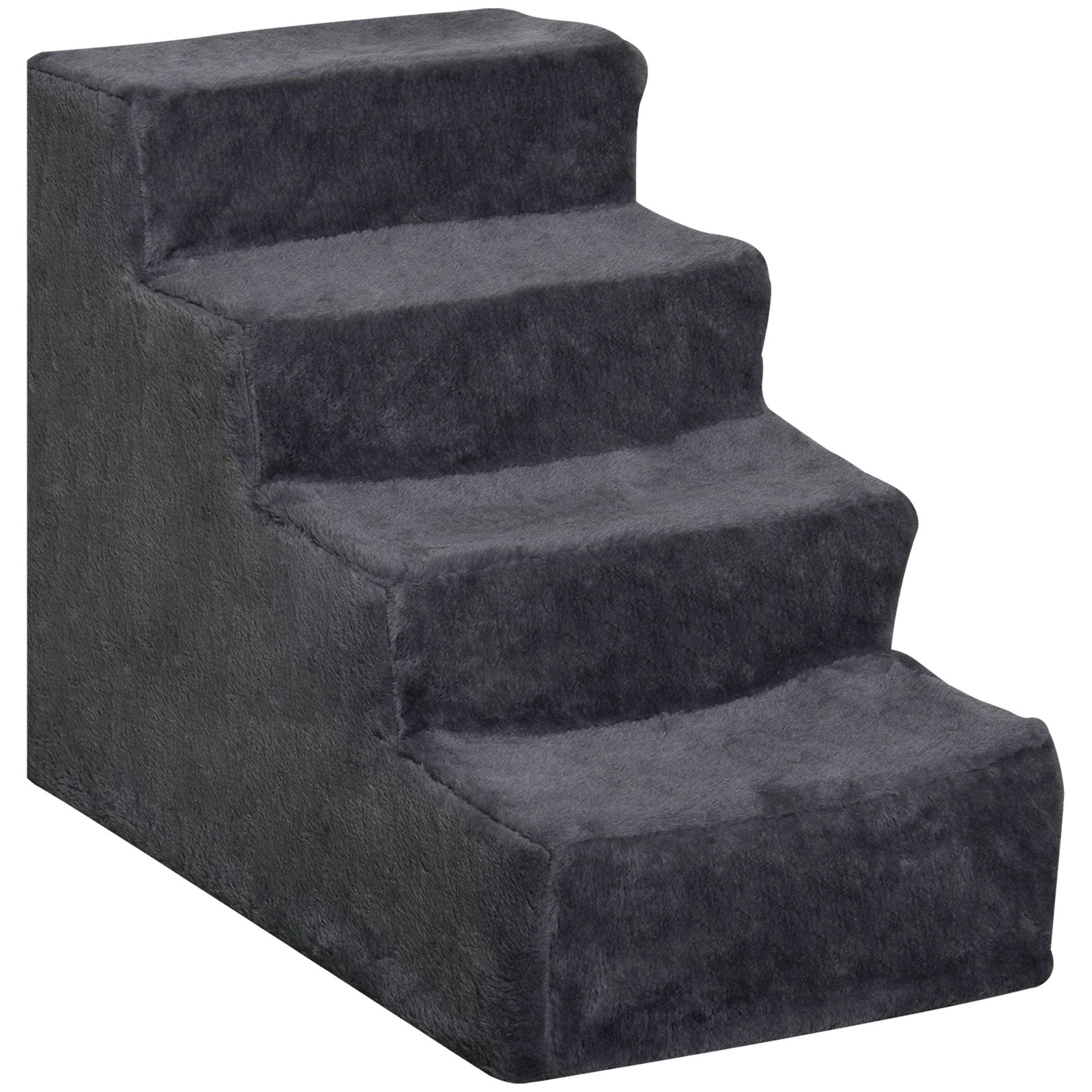 Escada para animais de estimação com 4 degraus capa removível e lavável escada para cães gatos 60x35x44 cm cinza escuro