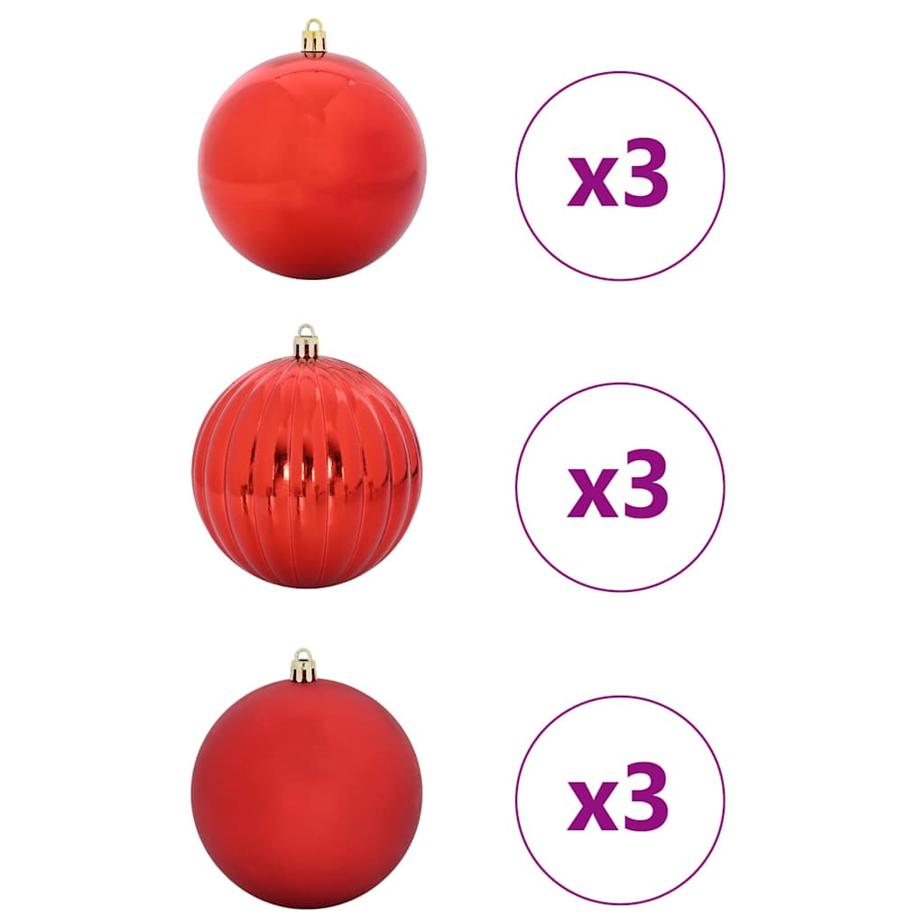 Conjunto de bolas de natal xl 9 unid. vermelho ø 15 cm plástico