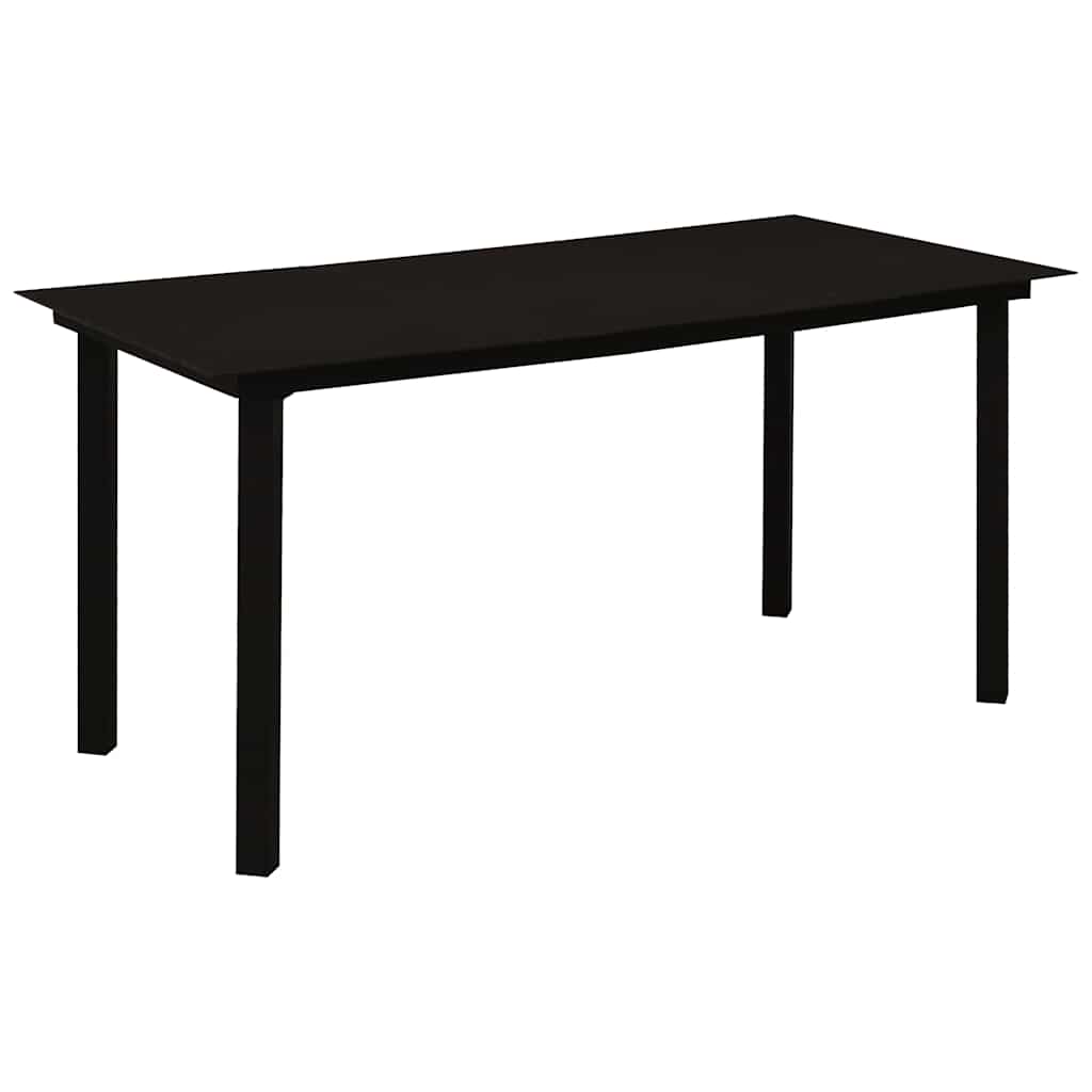 7 Pcs conjunto de jantar para jardim vidro e aço preto