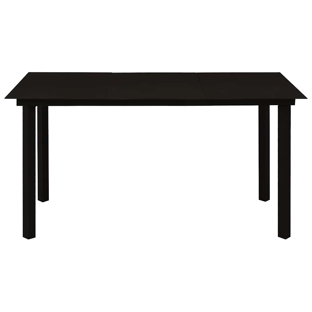 7 Pcs conjunto de jantar para jardim vidro e aço preto