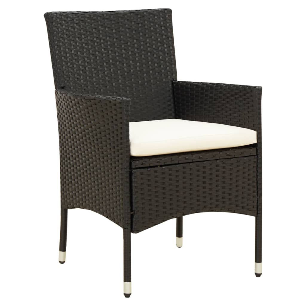 5 Pcs conjunto jantar exterior com almofadões vime PE preto