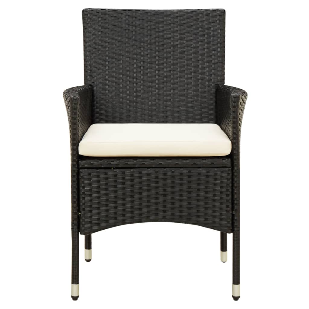 5 Pcs conjunto jantar exterior com almofadões vime PE preto