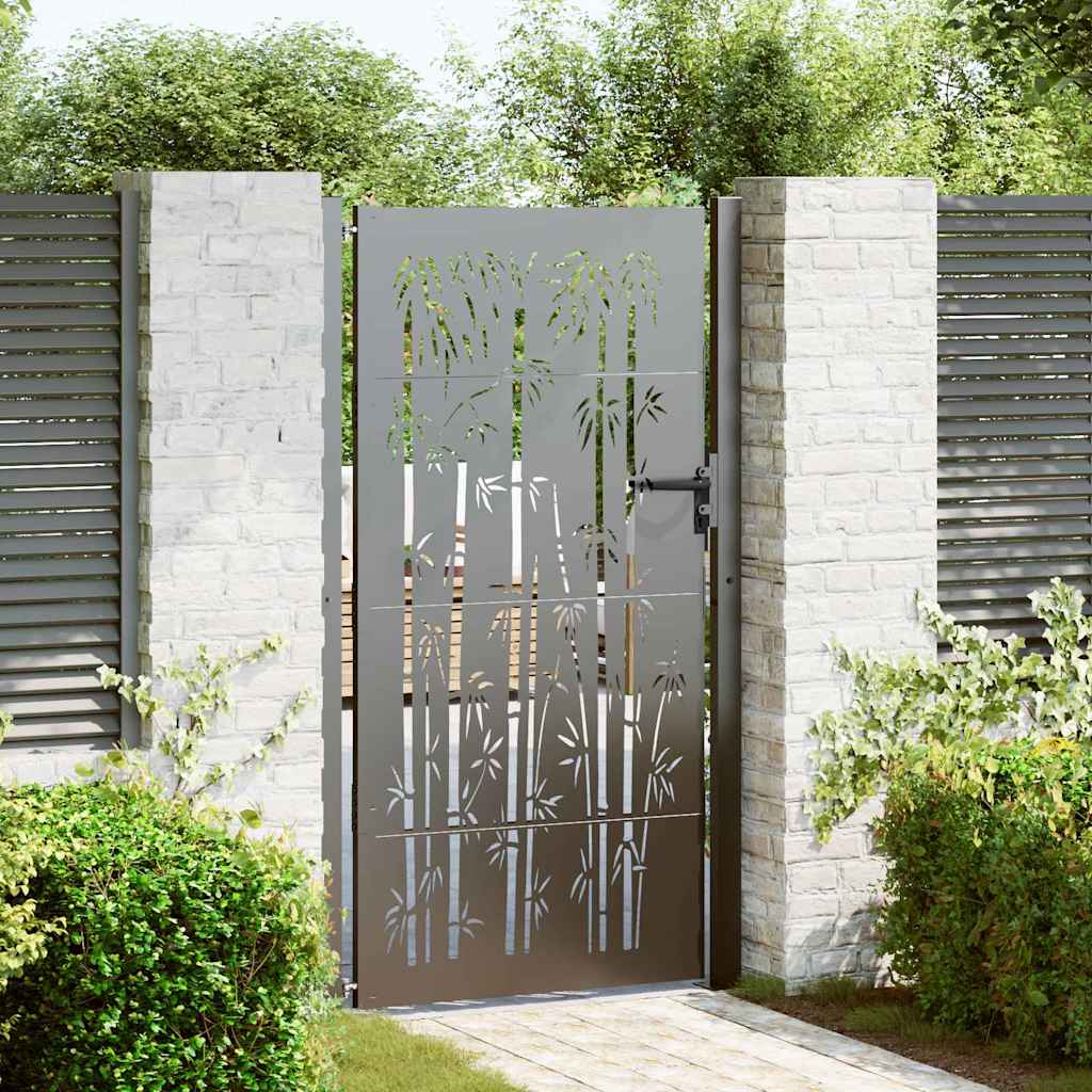 Portão de jardim preto 110 x 180 cm aço revestido a pó