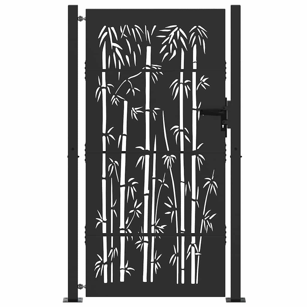 Portão de jardim preto 110 x 180 cm aço revestido a pó