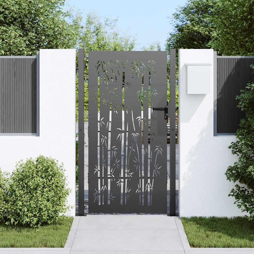 Portão de jardim preto 110 x 180 cm aço revestido a pó