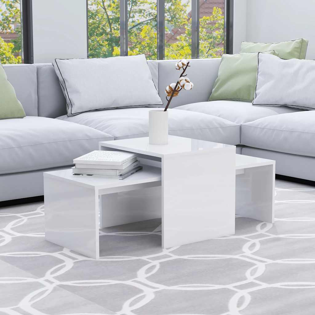 Conjunto mesas centro 100x48x40cm contrapla. branco brilhante