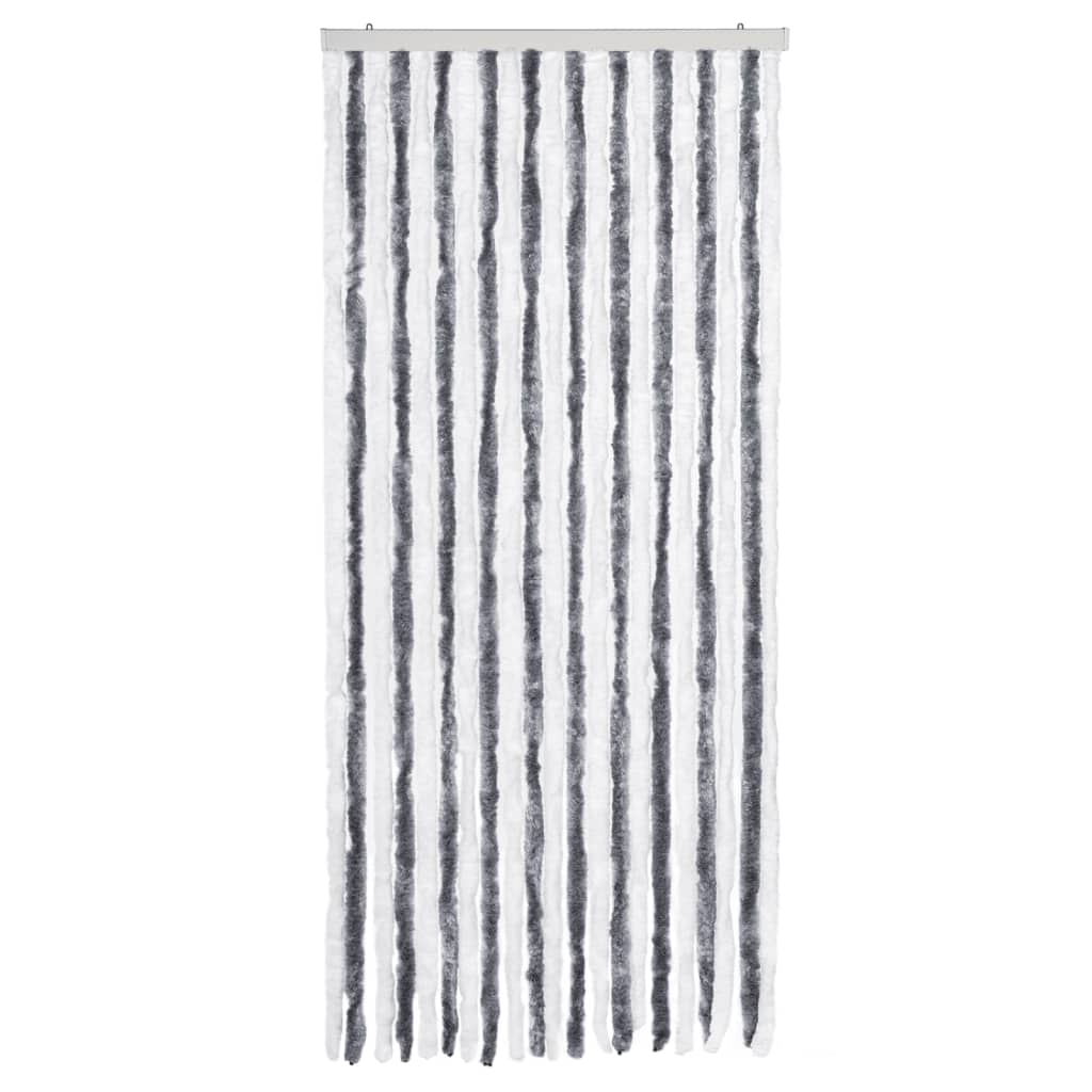 Cortina anti-insetos 90x200 cm chenille cinzento e branco