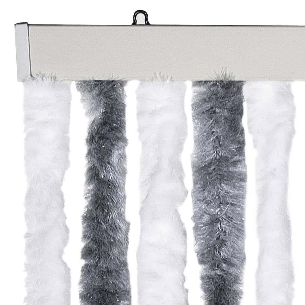 Cortina anti-insetos 90x200 cm chenille cinzento e branco