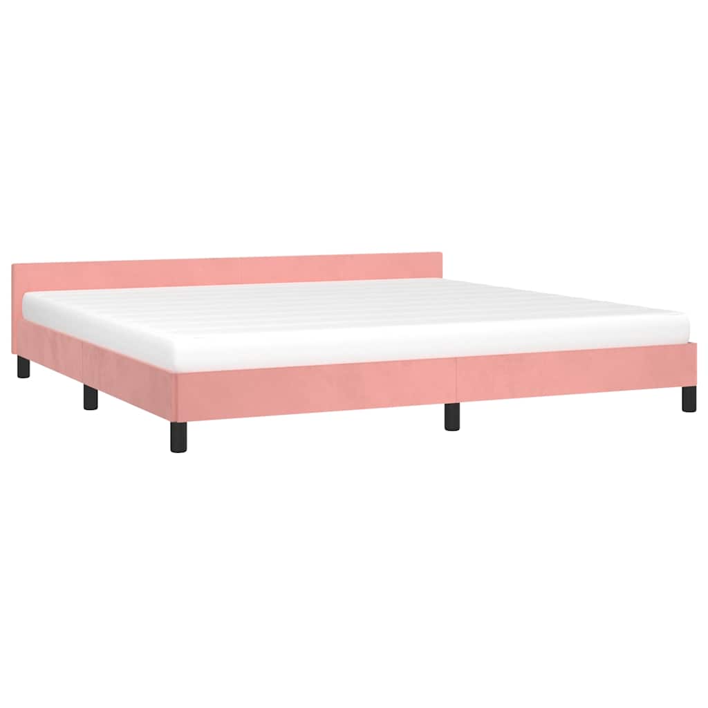 Estrutura cama c/ cabeceira sem colchão 200x200 cm veludo rosa