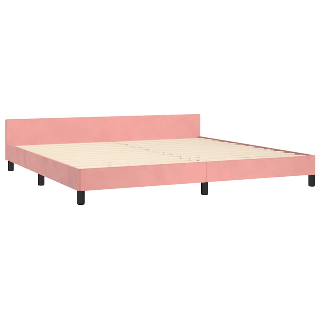 Estrutura cama c/ cabeceira sem colchão 200x200 cm veludo rosa