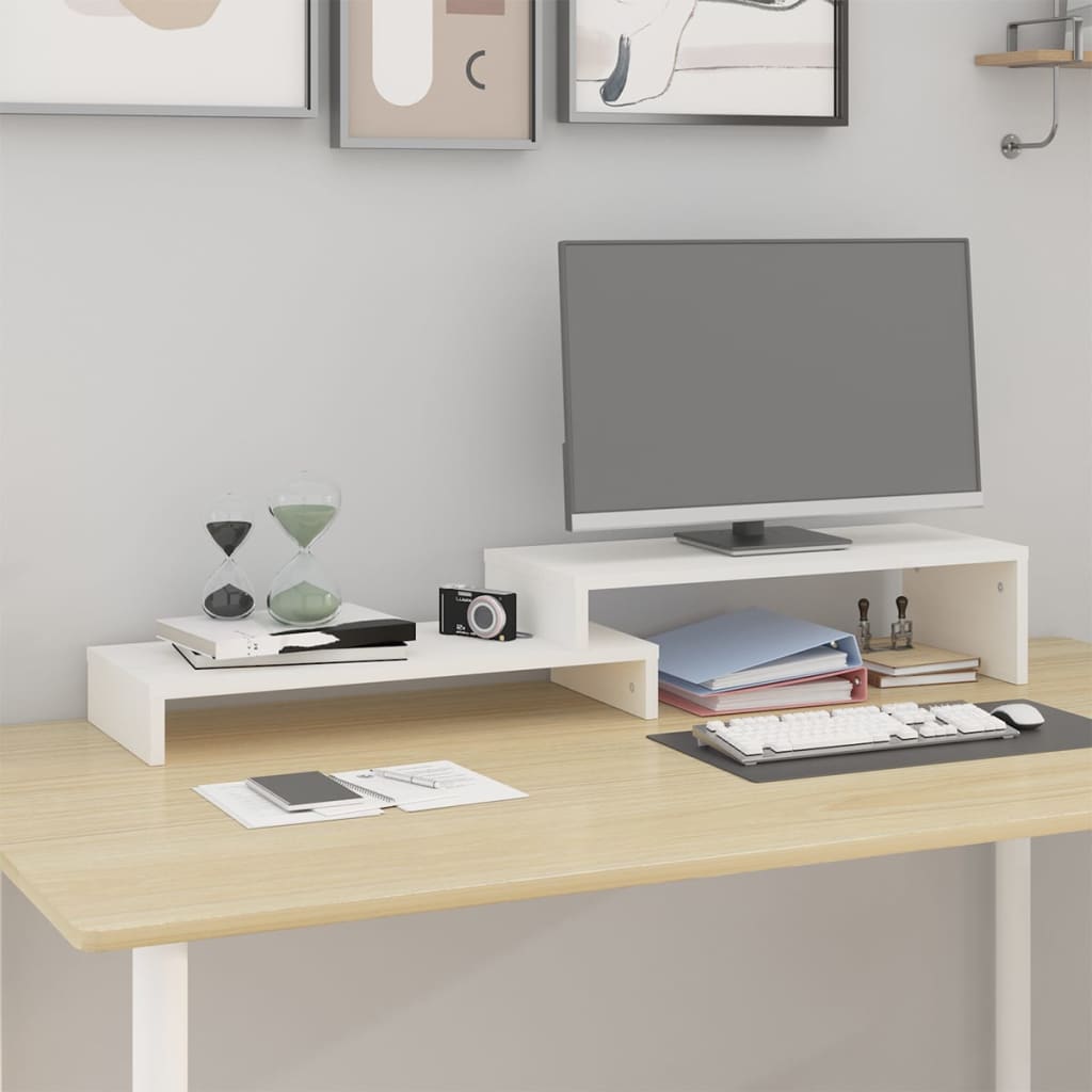 Suporte para monitor (52-101)x22x14 cm pinho maciço branco