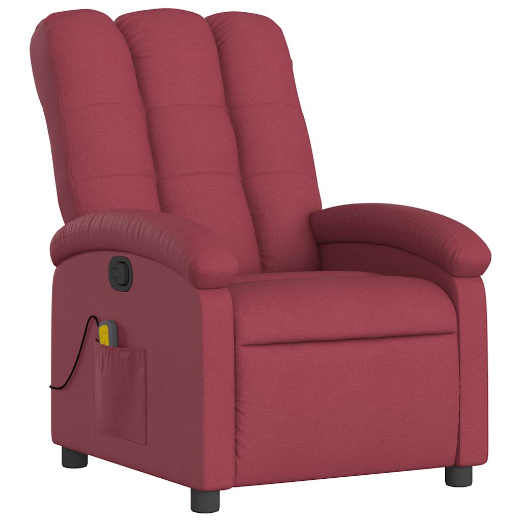 Poltrona de massagem reclinável em tecido vermelho vinho