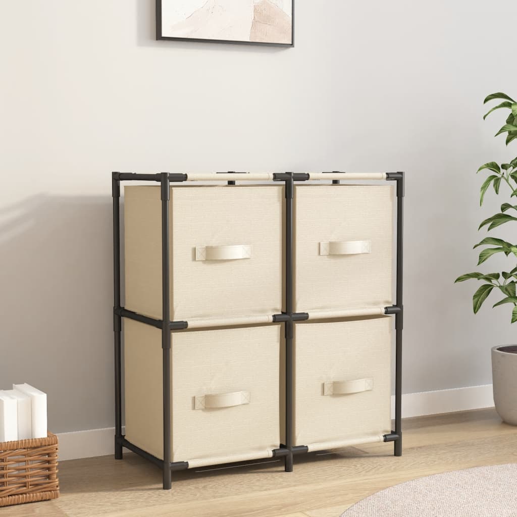 Armário de arrumação com 4 cestos tecido 63x30x71 cm aço creme