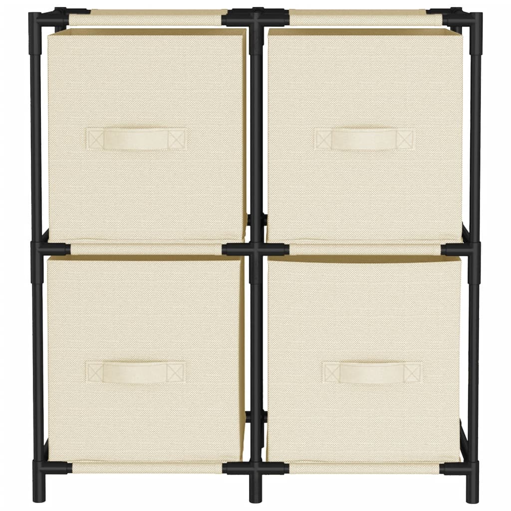 Armário de arrumação com 4 cestos tecido 63x30x71 cm aço creme