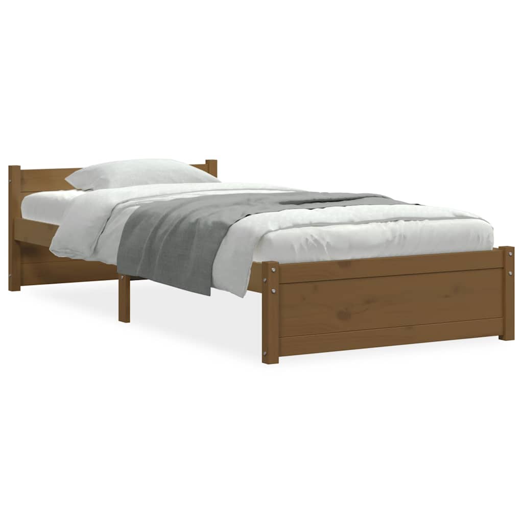 Estrutura cama pequena solteiro 75x190 cm madeira castanho mel