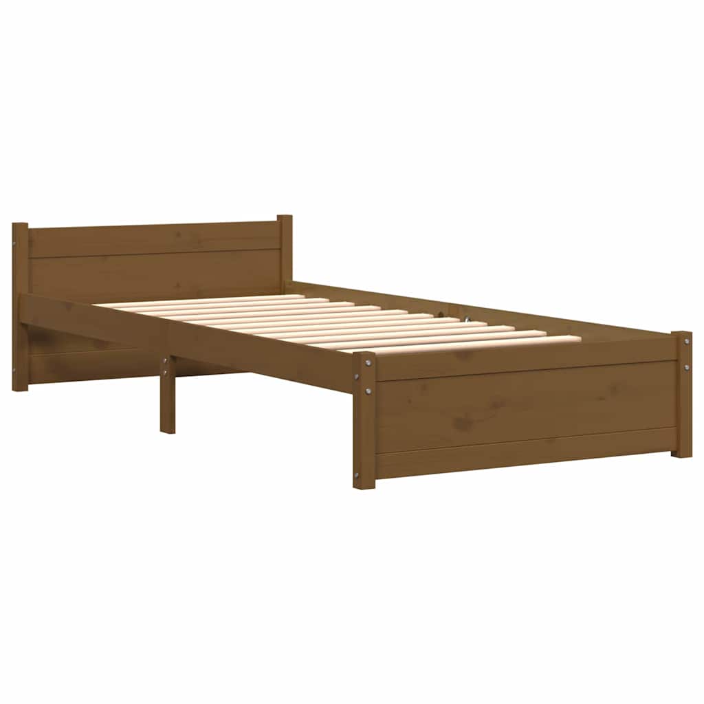 Estrutura cama pequena solteiro 75x190 cm madeira castanho mel