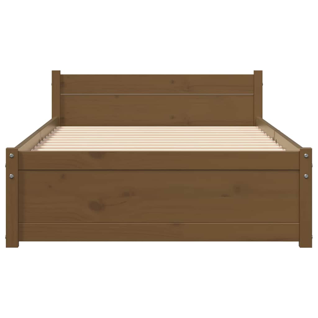 Estrutura cama pequena solteiro 75x190 cm madeira castanho mel