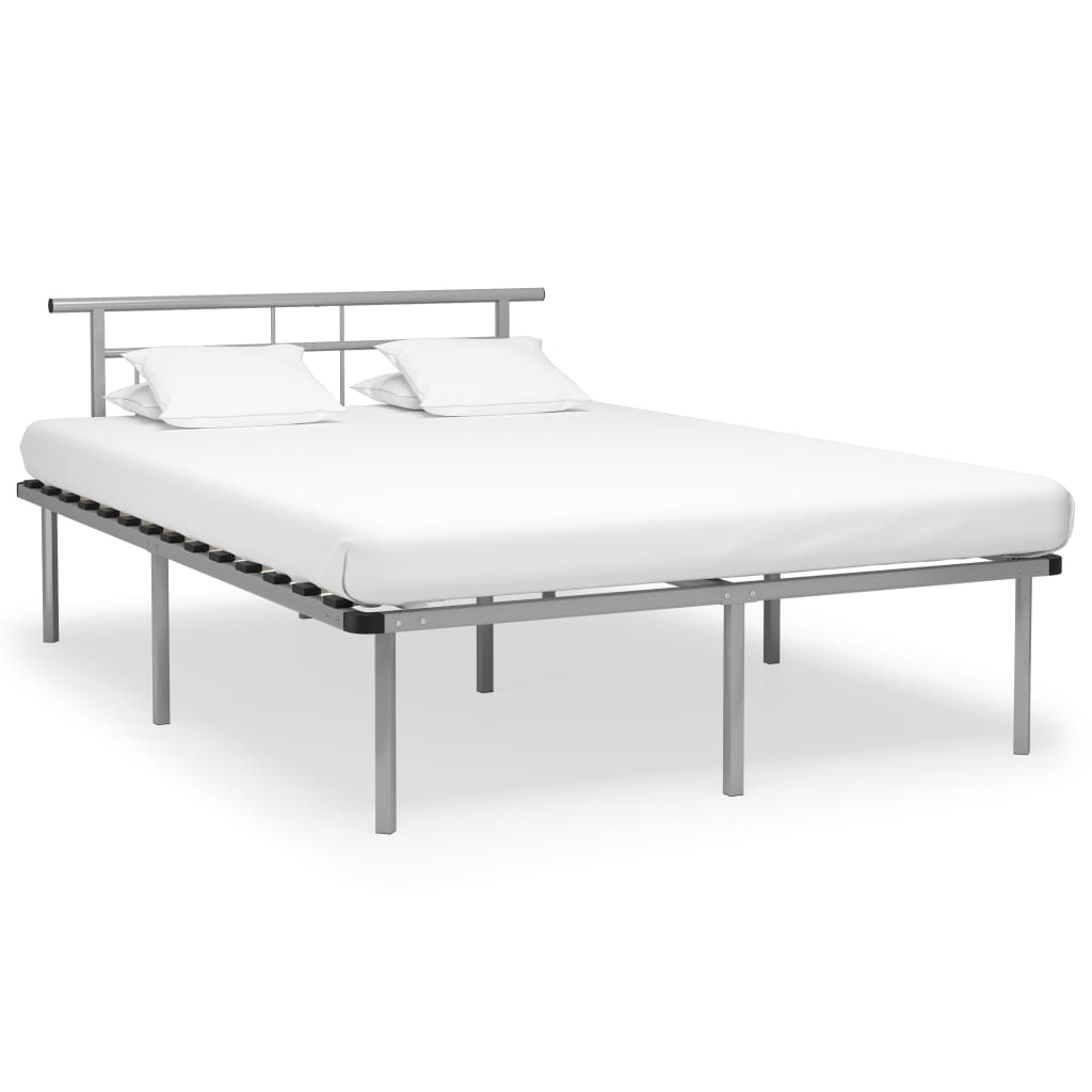 Estrutura de cama sem colchão 140x200 cm metal cinzento