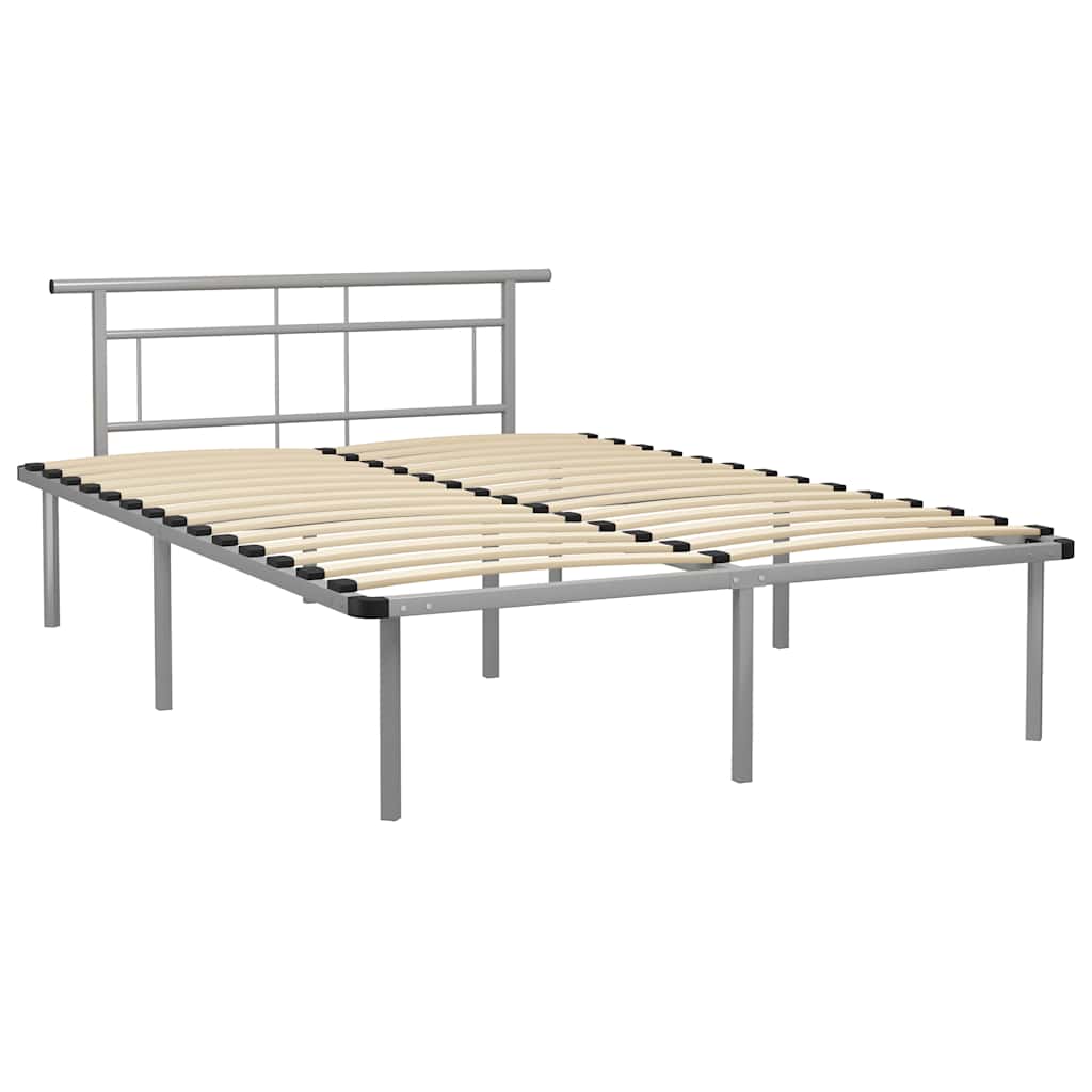 Estrutura de cama sem colchão 140x200 cm metal cinzento