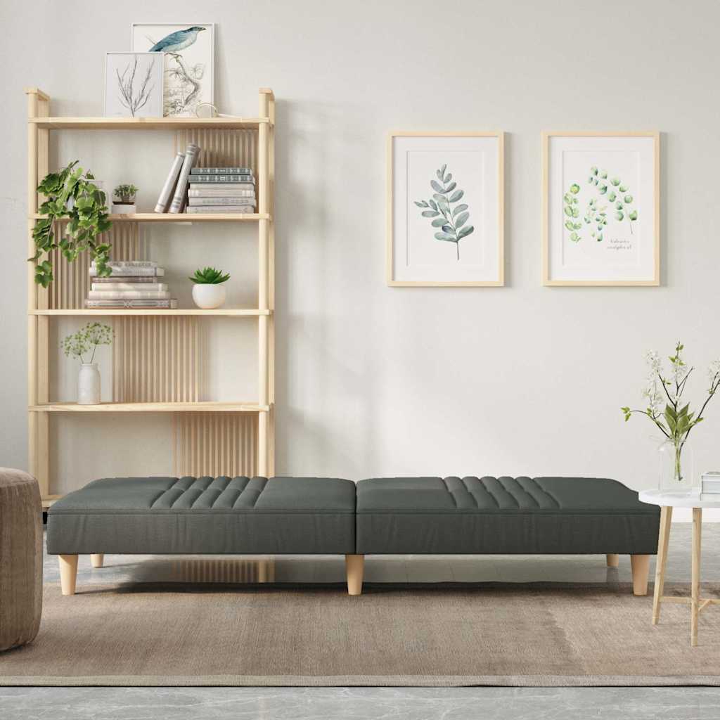 Sofá-cama tecido cinzento-escuro