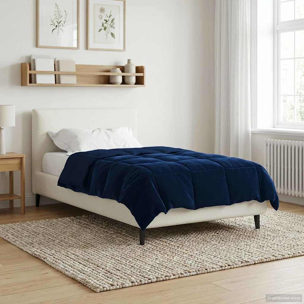 Duvet de ano inteiro azul escuro 155 x 200 cm microfibra