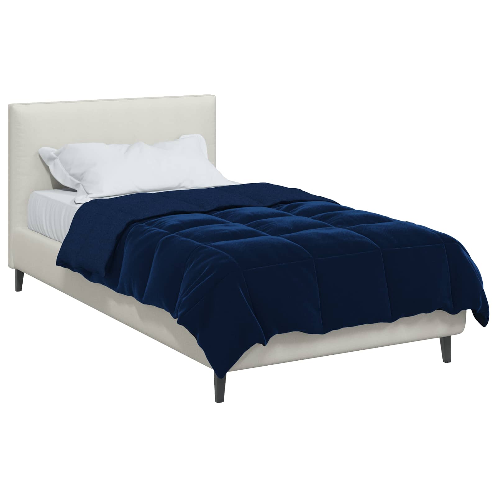 Duvet de ano inteiro azul escuro 155 x 200 cm microfibra