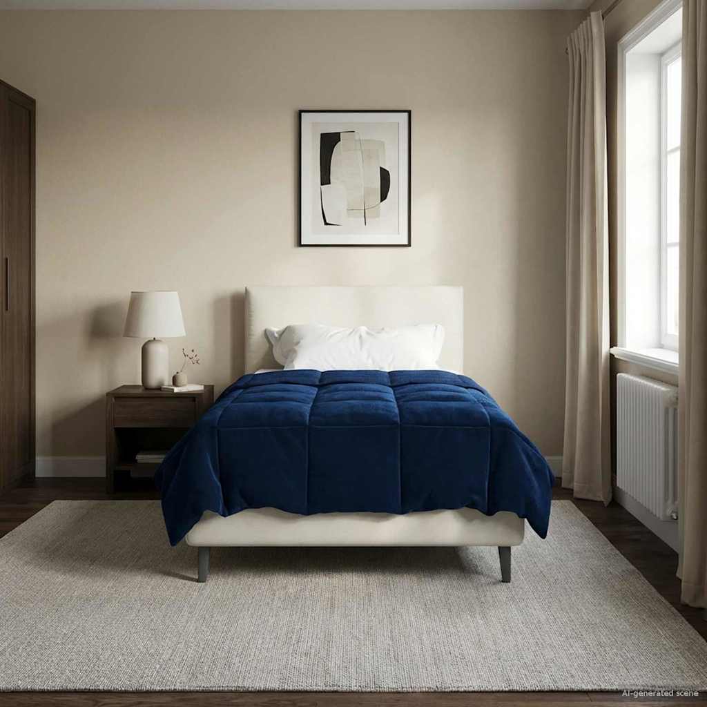 Duvet de ano inteiro azul escuro 155 x 200 cm microfibra