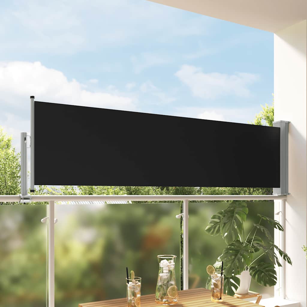 Toldo lateral retrátil para pátio 80x300 cm preto